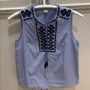 Beautiful embroidered J. crew tassel top